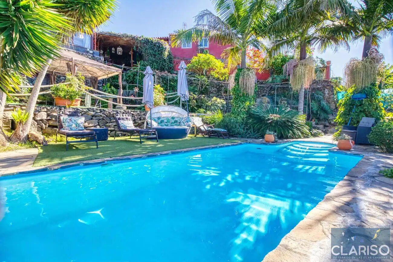Casa El Retiro: Kanarisches Ferienhaus mit Bio-Garten und Pool in Tijarafe auf La Palma