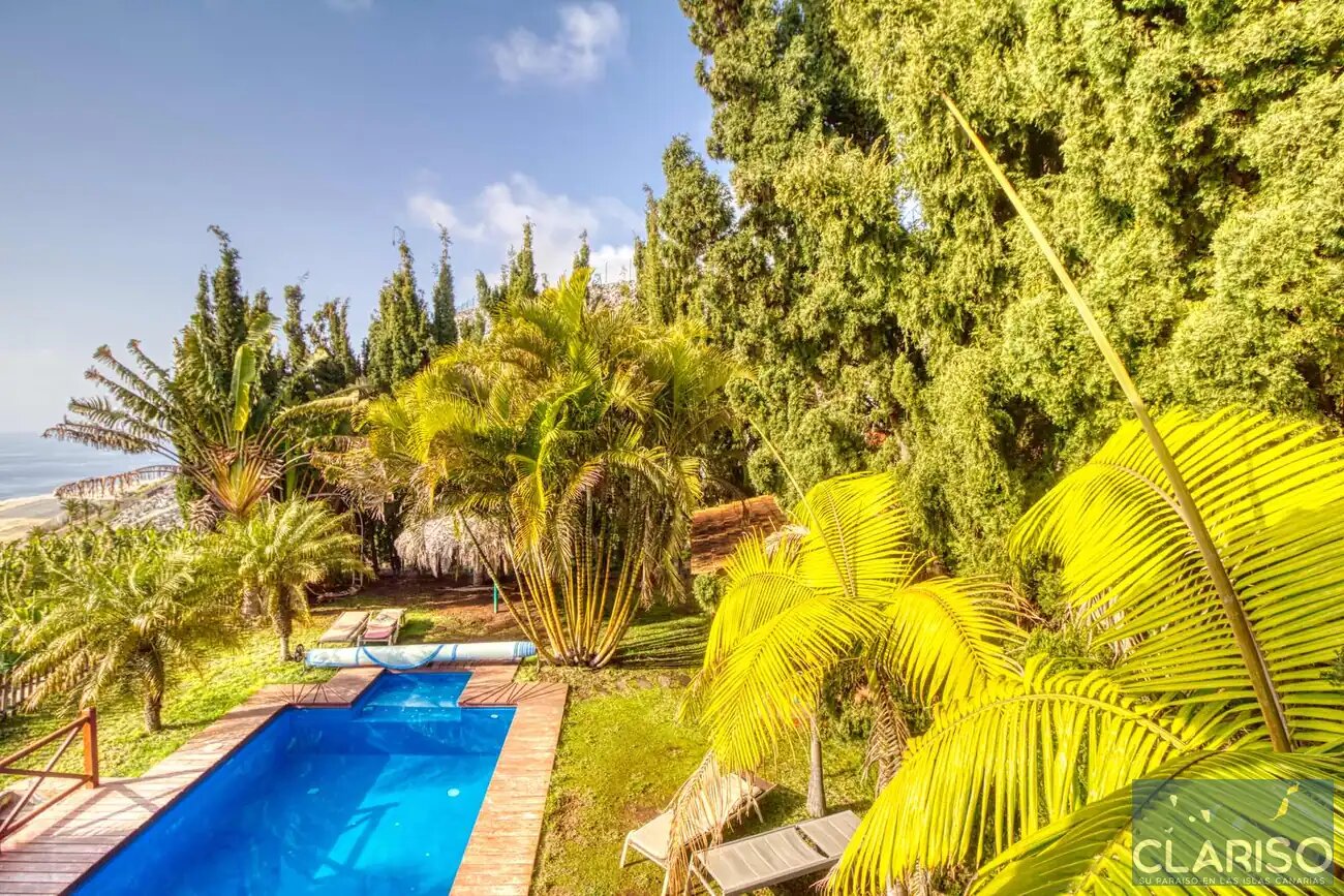 Villa Nerea: Ferienhaus mit Pool und tropischem Palmengarten in Tijarafe auf La Palma