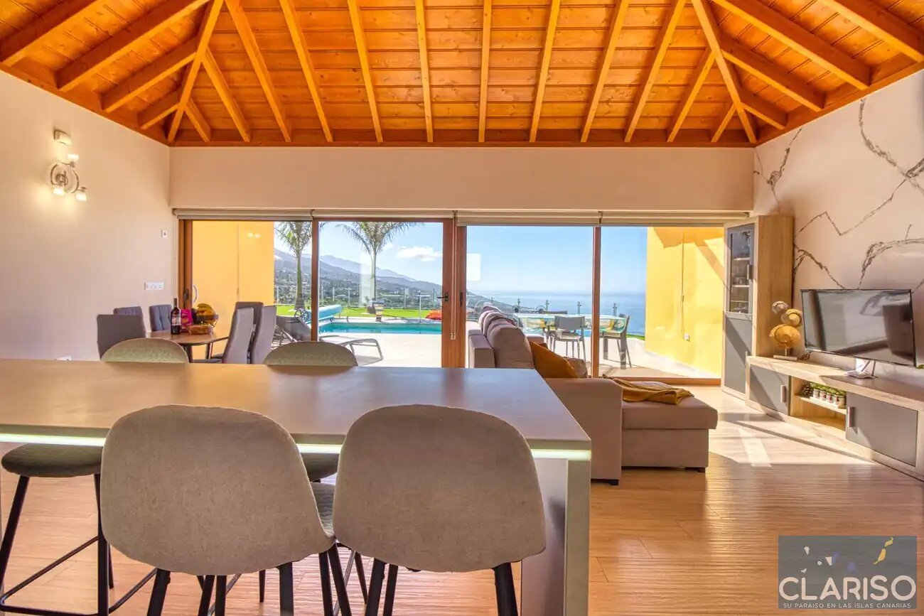 Villa Maraja: Neubau-Villa mit nachhaltigem Energiesystem und Meerblick in Tijarafe auf La Palma