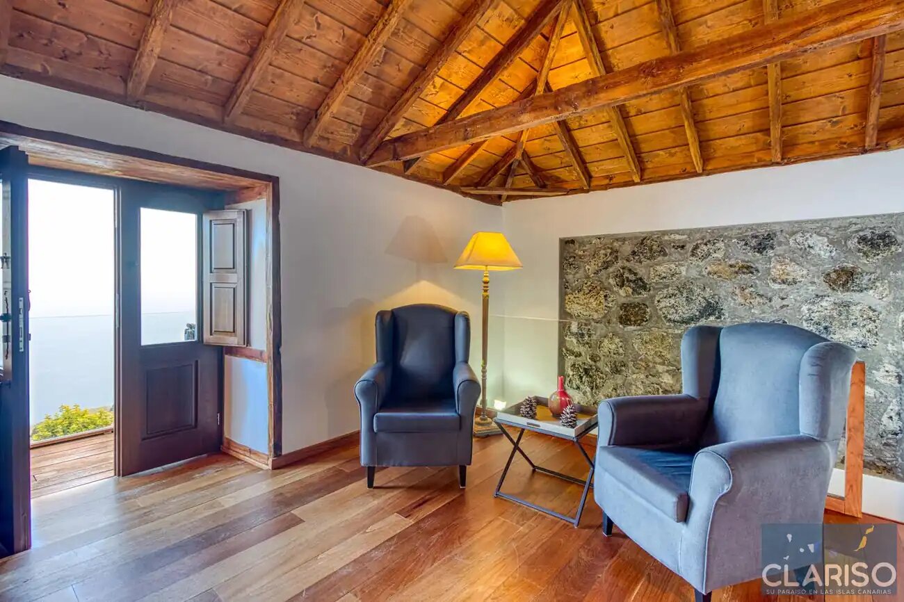 Casa Rural Quinta Los Naranjos: Kanarisches Landhaus mit Teaholz-Decke und Inselpanorama in Villa de Mazo auf La Palma