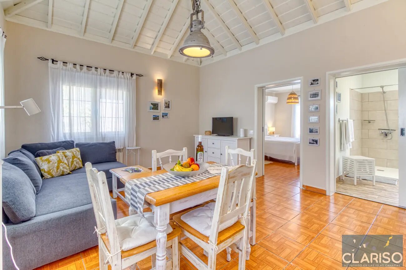 Casa Estrelicia: Apartment mit weißer kanarischer Holzdecke und Gemeinschaftspool in El Paso auf La Palma