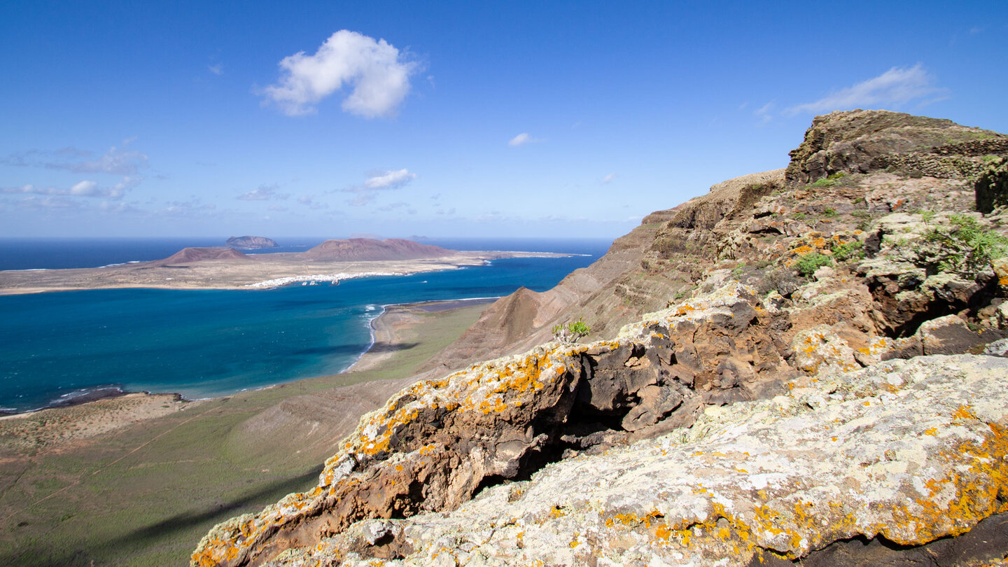 traumhafter Ausblick vom Famara-Massiv zu den Inseln des Chinijo-Archipel vom Ausgangspunkt der Wanderung