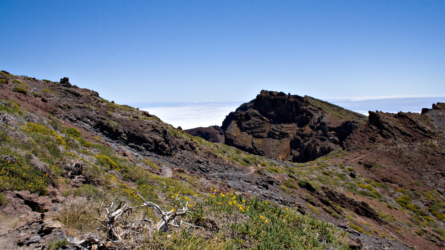 Verlauf des Wanderwegs GR-131 entlang der Abbruchkante der Caldera de Taburiente