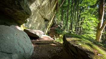Felswände der Langenbachfelsen am Rodalber Felsenwanderweg