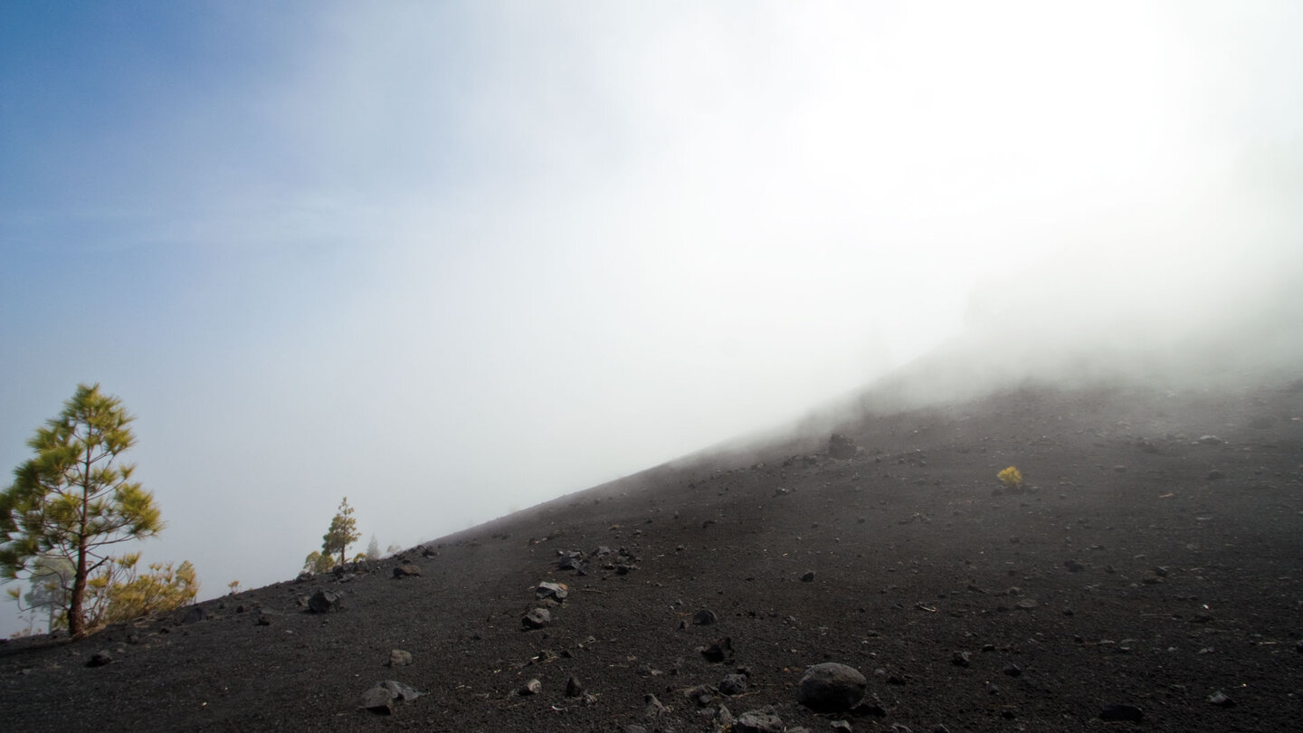 das Schauspiel der verdampfende Wolken unterhalb des Volcán Martin