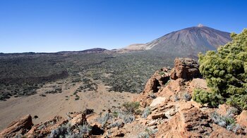 Ausblick vom Fortaleza auf Teide mit Montaña Blanca und Montaña Rajada