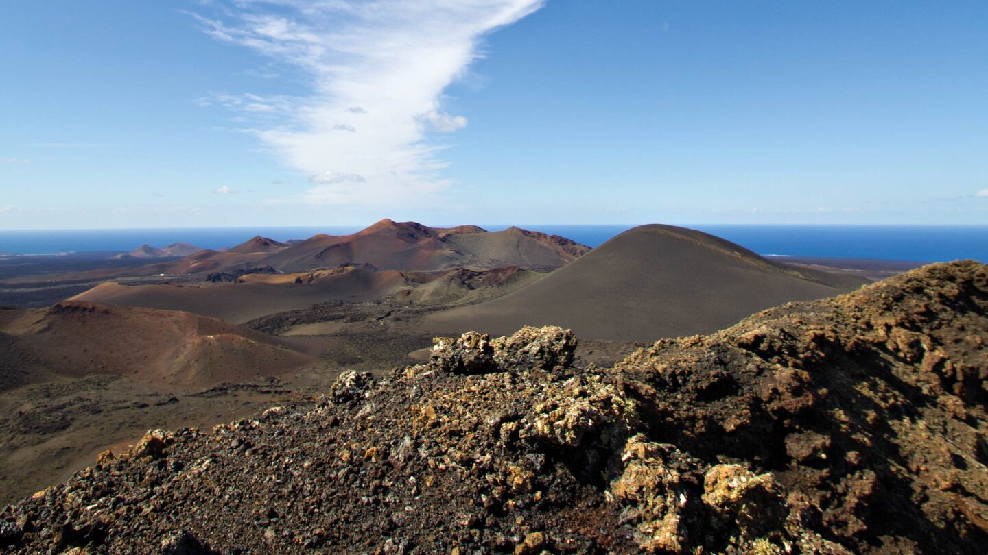 die Feuerberge des Timanfaya vom Montaña del Señalo aus gesehen