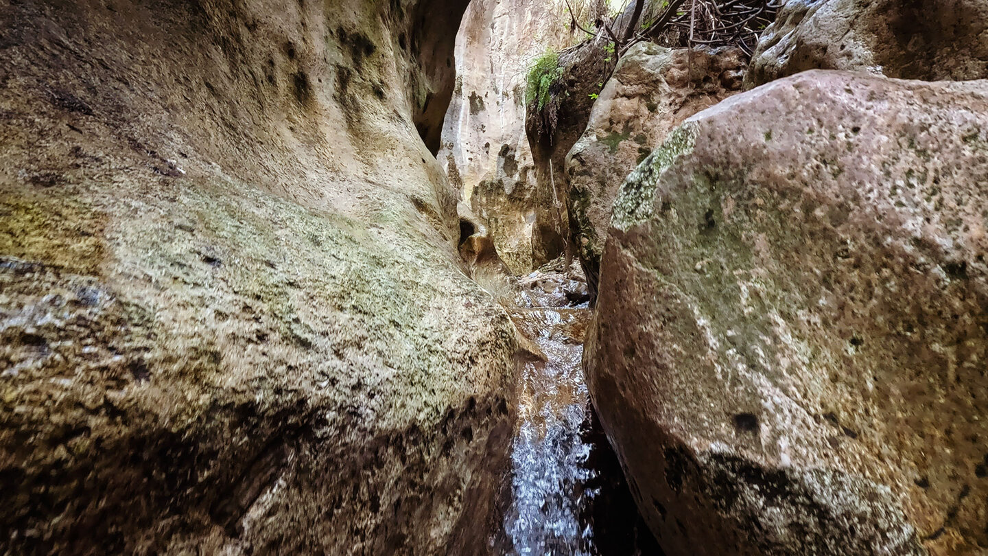 Weg durch die Schlucht der Ruta del Agua im Barranco de la Luna bei Saleres Weg durch die Schlucht der Ruta del Agua im Barranco de la Luna bei Saleres