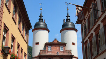 Türme des Brückentors an der Alten Brücke in Heidelberg