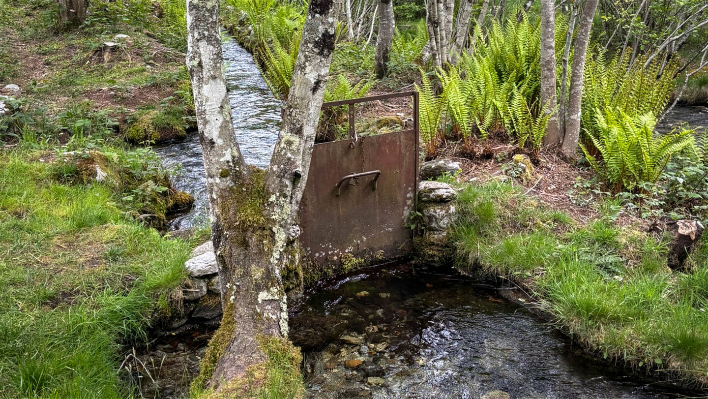 Kleines Stauwehr an einem Zufluss der Verzasca entlang des BoBosco Trail