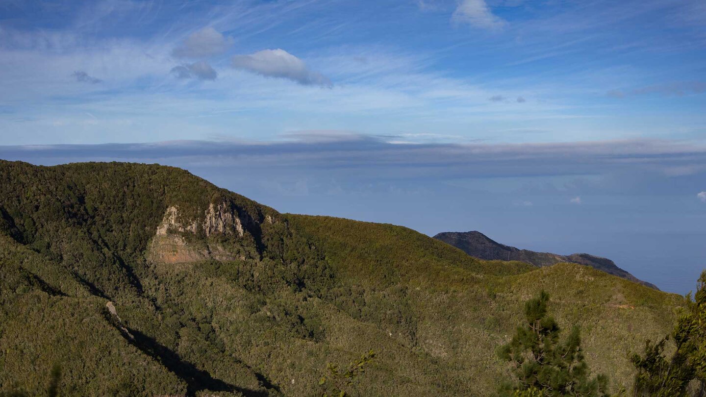 im immergrünen Lorbeerwald des Monte del Agua erheben sich steil aufragende Felsformationen