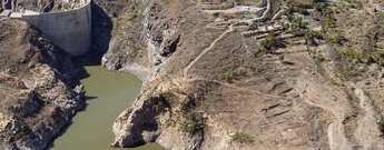 Ausblick Talsperre Presa de Soria und Stausee Embalse de Soria