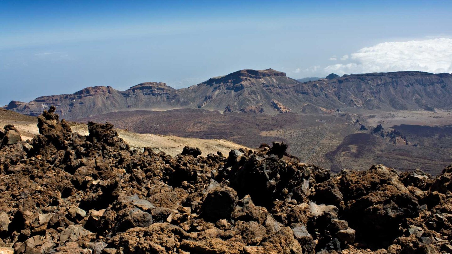 Ausblick Mirador La Rambleta auf Guajara mit Parador und Los Roques