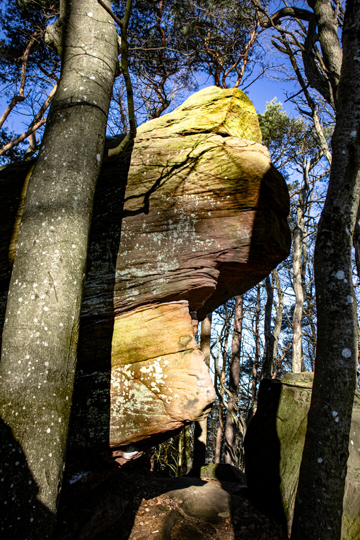 Licht und Schatten auf den Felsblöcken am Hüttenberg