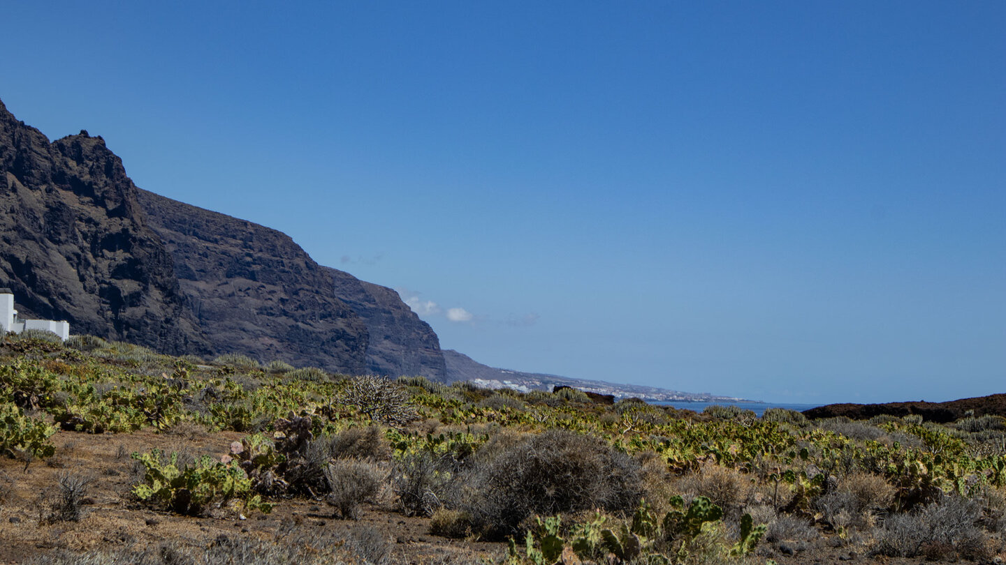 Blick entlang der Steilklippen des Teno-Massivs auf die Küstenlinie Teneriffas