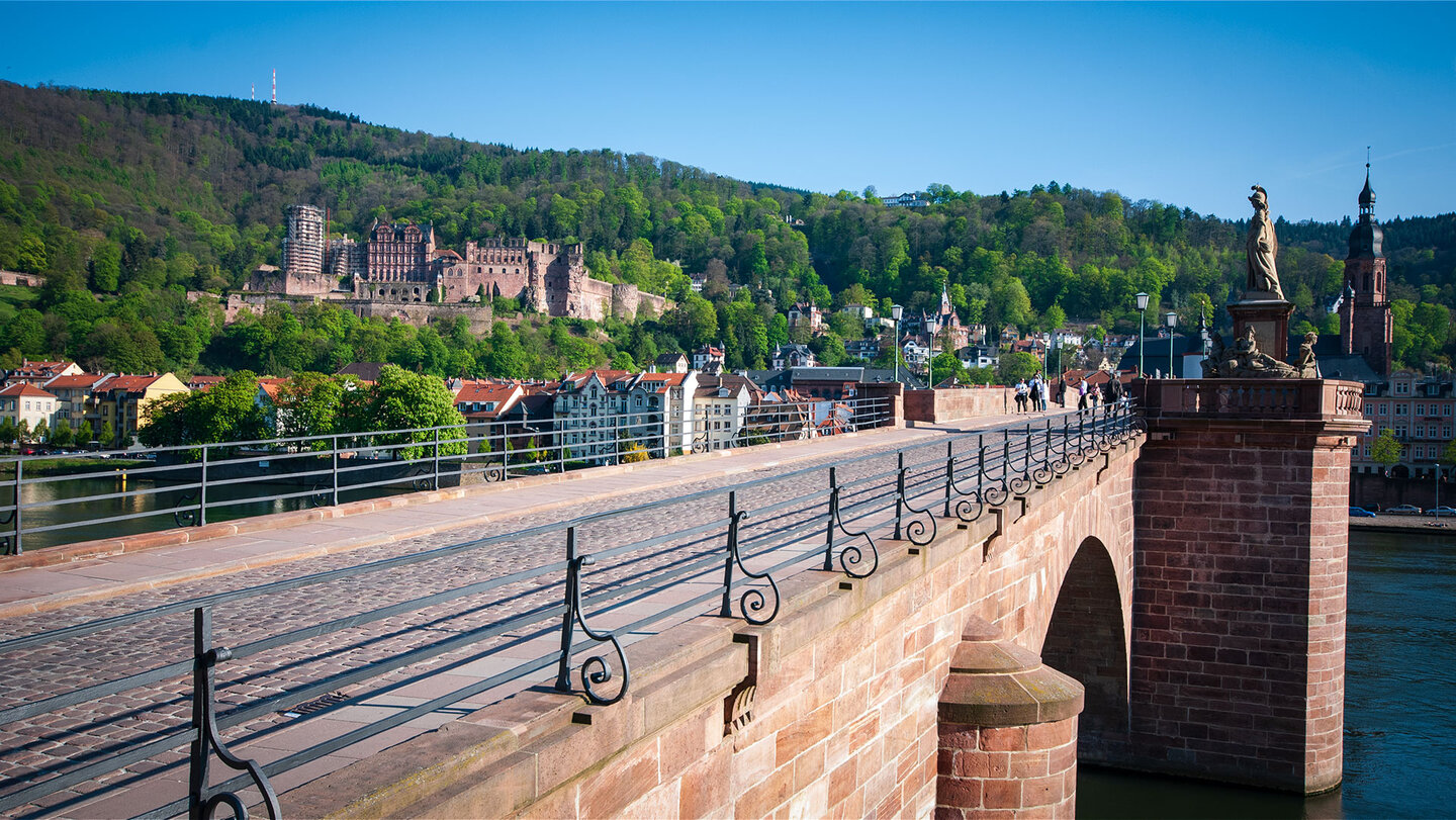 Blick von der Alten Brücke zum Heidelberger Schloss Blick von der Alten Brücke zum Heidelberger Schloss
