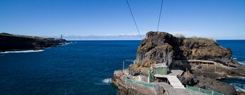 Blick die Küste entlang von Puerto Talavera zum Faro de Punta Cumplida auf La Palma