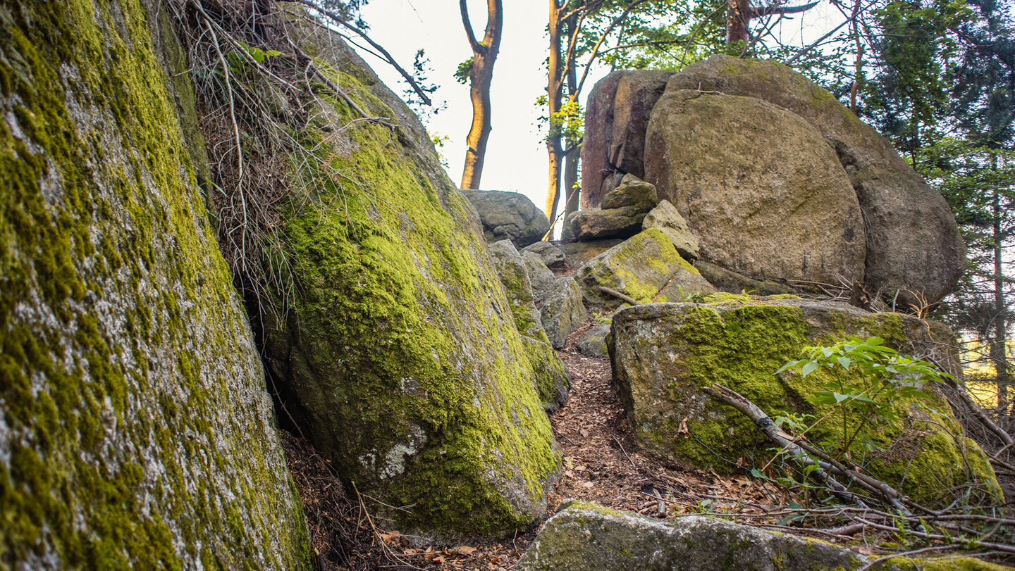 Felsenweg durch die Wollsackfelsen am Palmfelsen