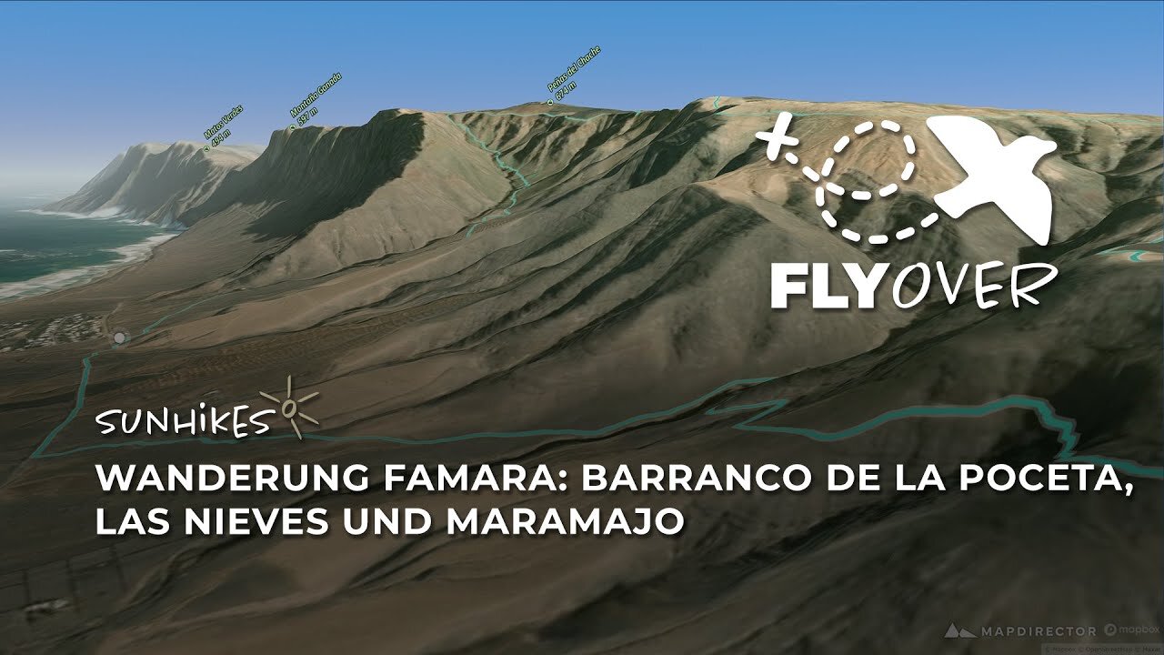 Rundwanderung Famara – Barranco de la Poceta, Las Nieves & Maramajo auf Lanzarote  – Flyover