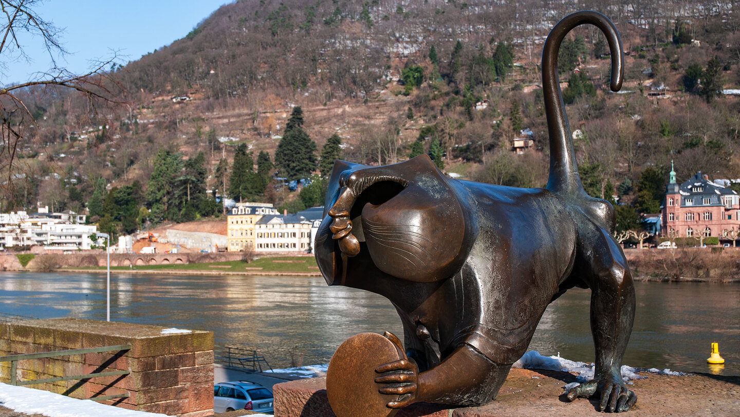 die Bronzestatue des Heidelberger Brückenaffen Bronzestatue des Heidelberger Brückenaffen
