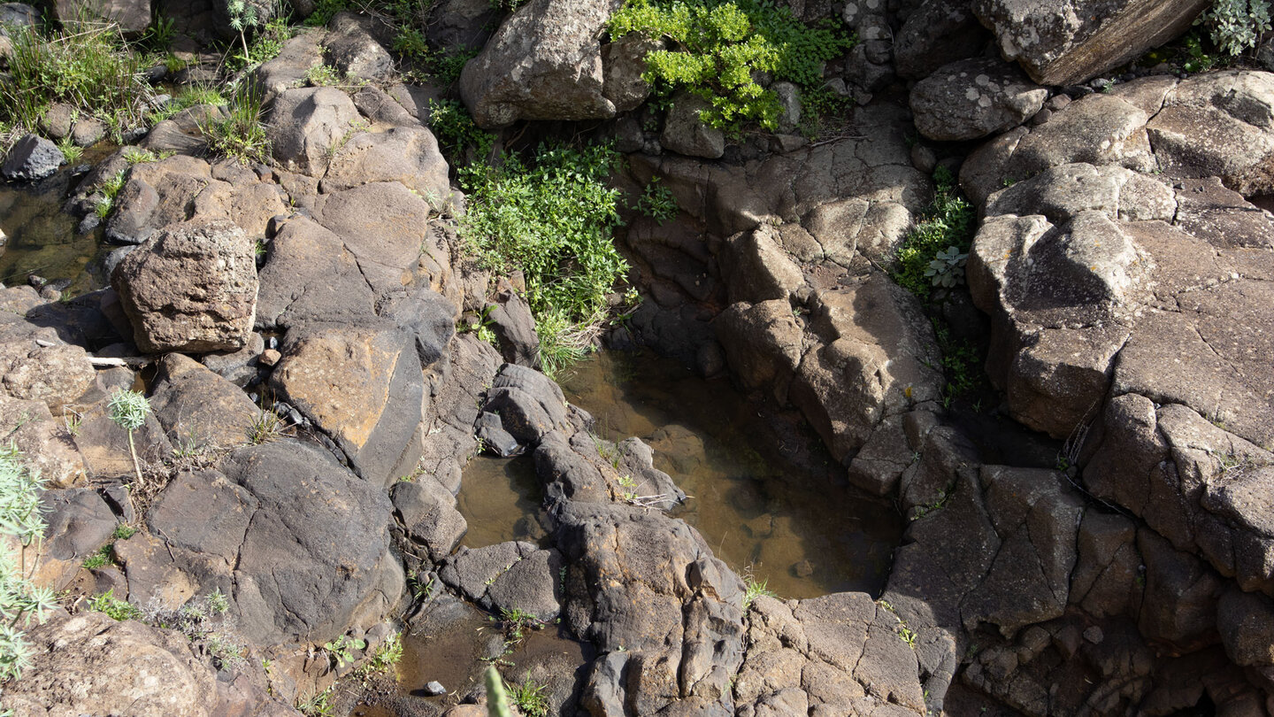 Wasserbecken am felsigen Grund der Itobal-Schlucht