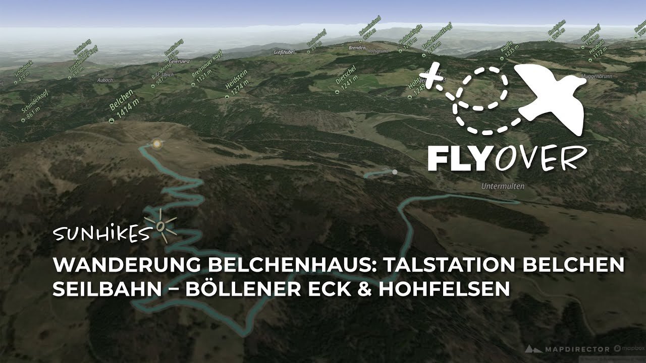 Wanderung zum Belchenhaus: Talstation Belchen Seilbahn über das Böllener Eck und Hohfelsen – Flyover