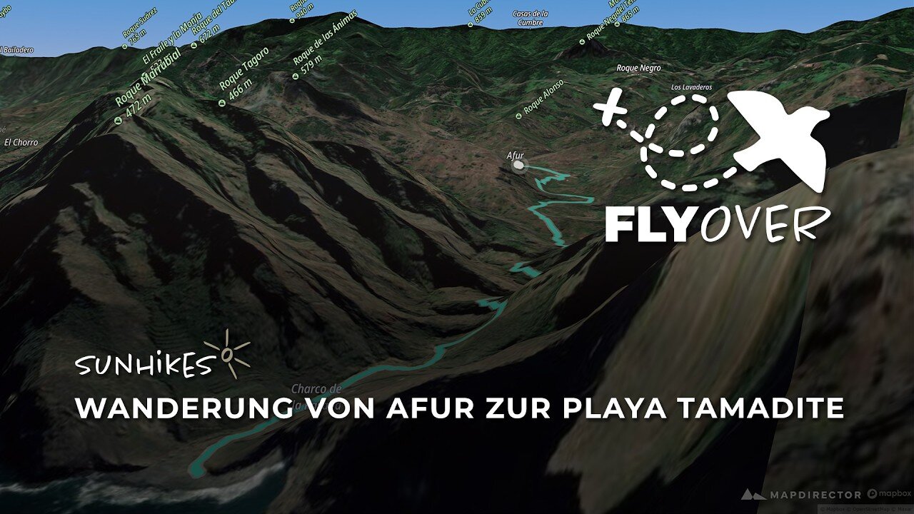 Wilder Schluchtenweg zum Meer: Von Afur an den einsamen Tamadite-Strand auf Teneriffa (3D-Flyover)