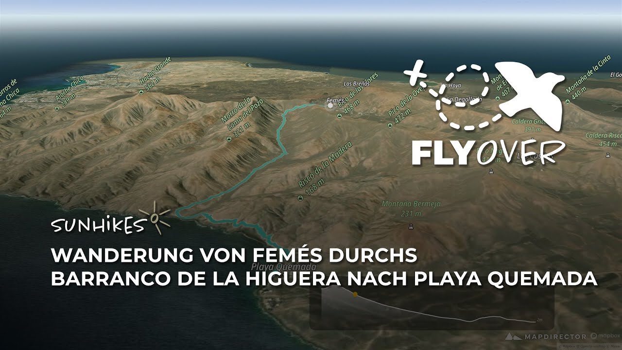 Wanderung von Femés durchs Barranco de la Higuera nach Playa Quemada – Flyover