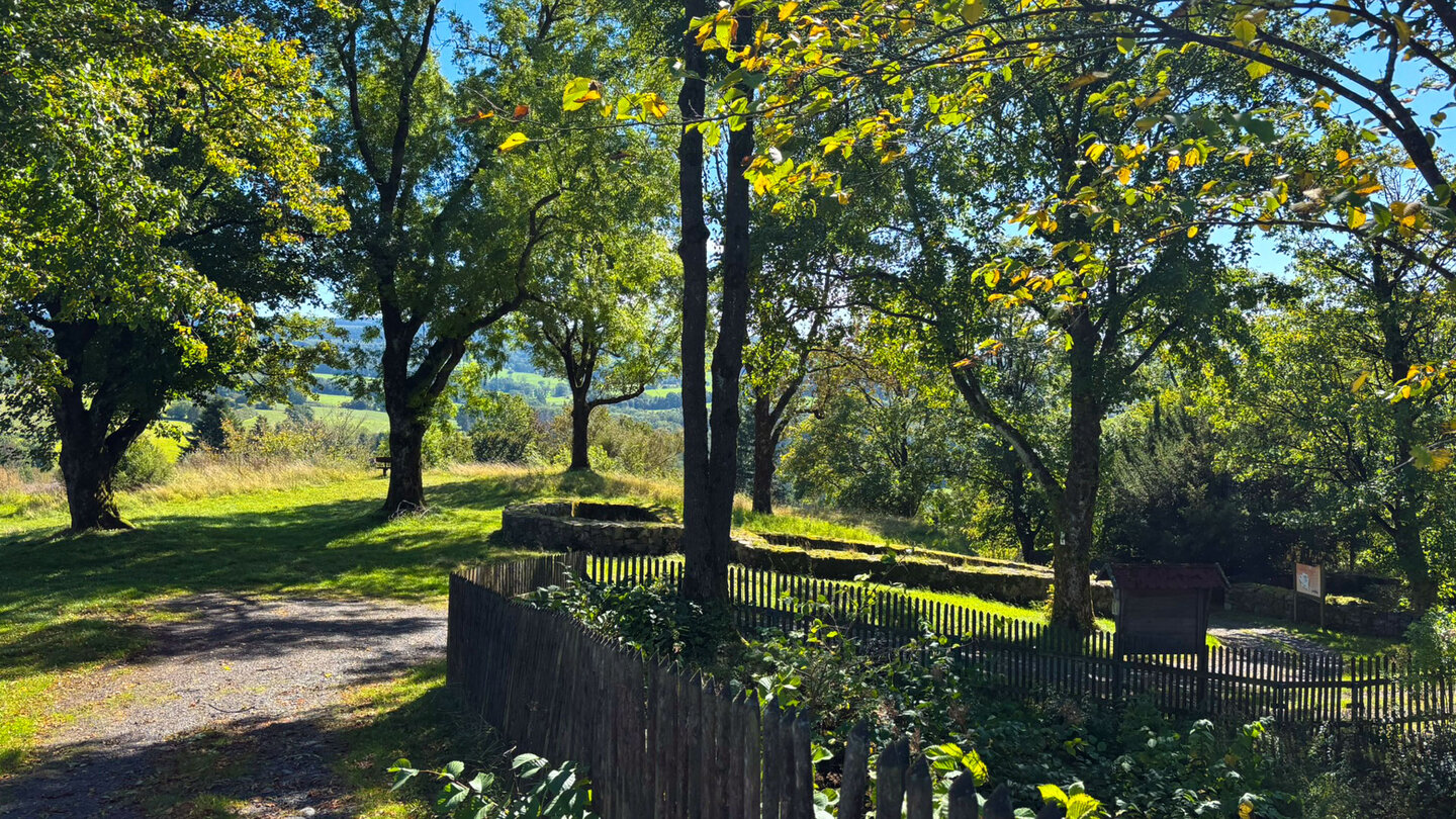 Der Vogelsberggarten am Schlossberg in Ulrichstein, eine botanische Schauanlage mit Kräuterbeeten, alten Obstbaumsorten und Magerrasen