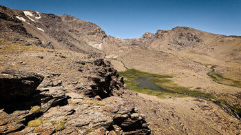 Siete Lagunas und Wasserfall Las Chorreras Negras mit dem Mulhacén