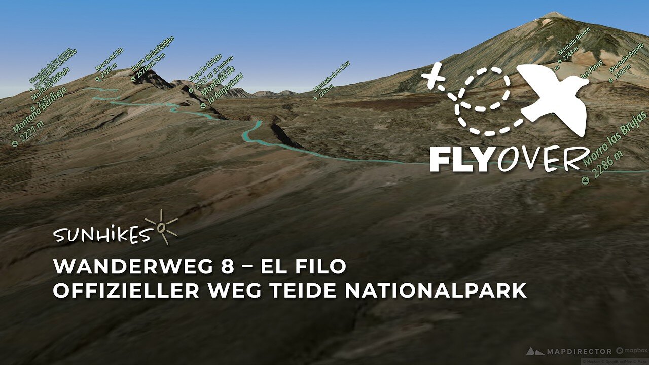 3D-Flyover: Grenzenlose Weite auf dem Höhenweg El Filo im Teide-Nationalpark auf Teneriffa