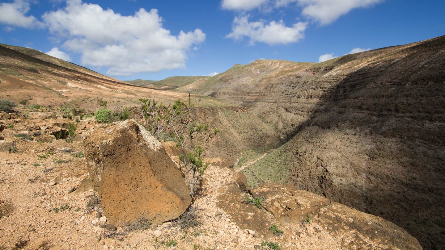 Blick über den Barranco de Tenegüime in der Region Haría und Teguise auf Lanzarote