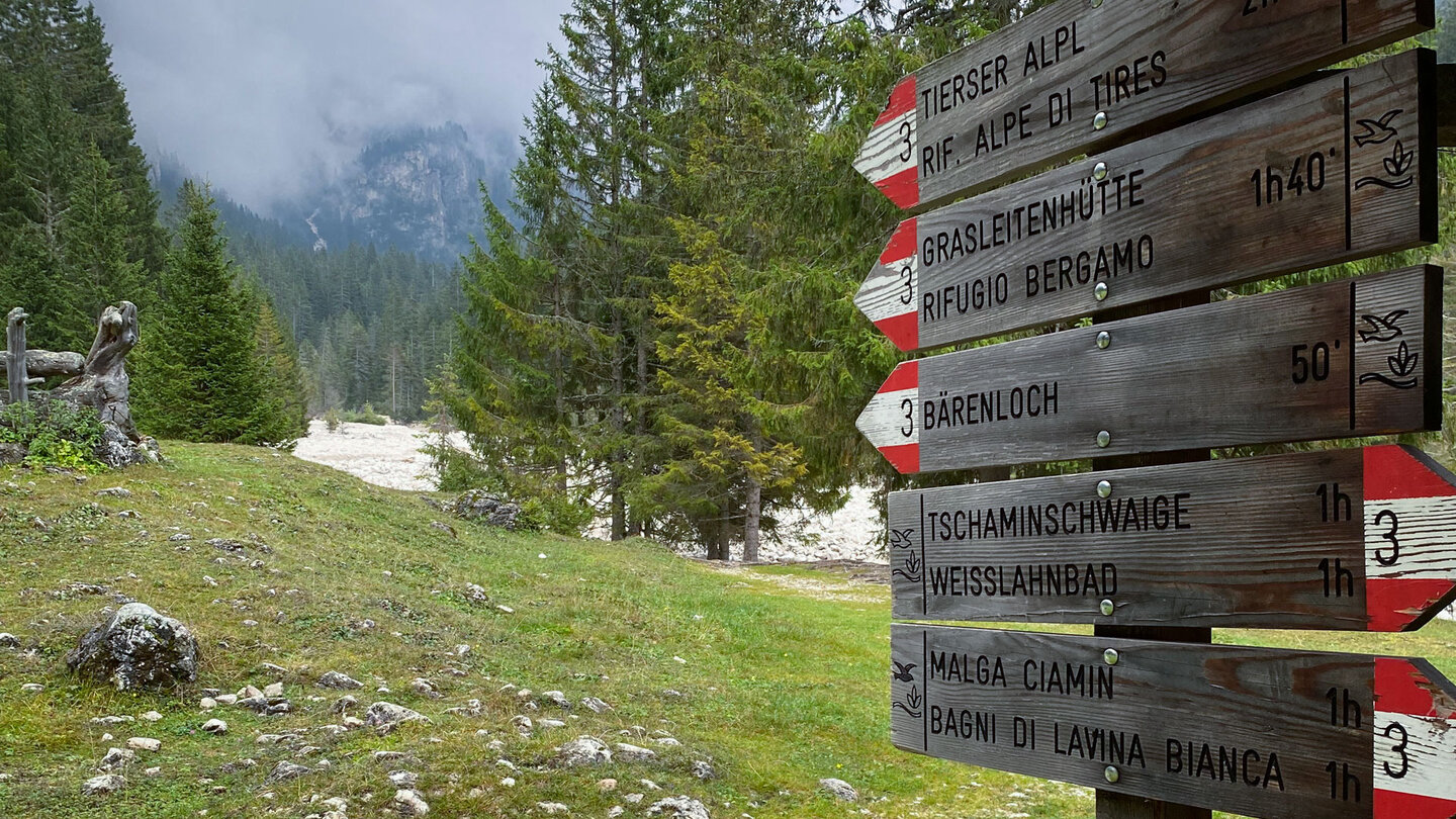 Wegweiser nach der Hirtenheimhütte