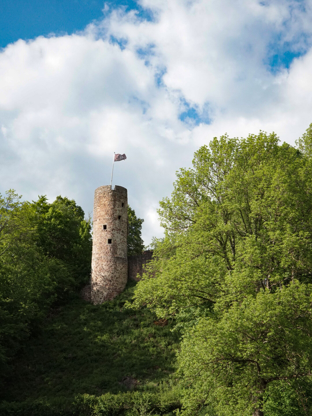 Rückblick auf die Burgruine Wallenstein im Knüllwald