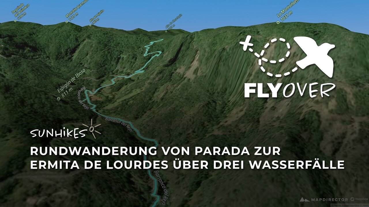 Rauschende Kaskaden im Nebelwald: 3D-Flyover der Rundtour von Parada zur Ermita de Lourdes