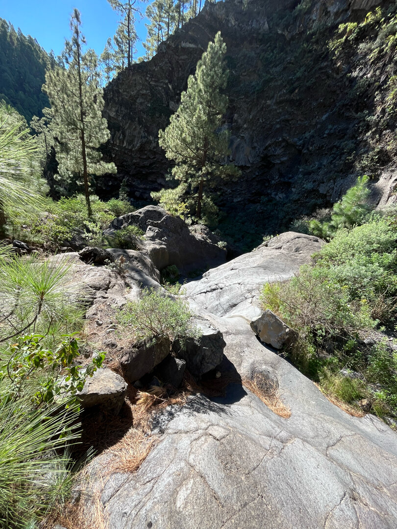 Bachlauf unterhalb der Steilwand in der Jieque-Schlucht