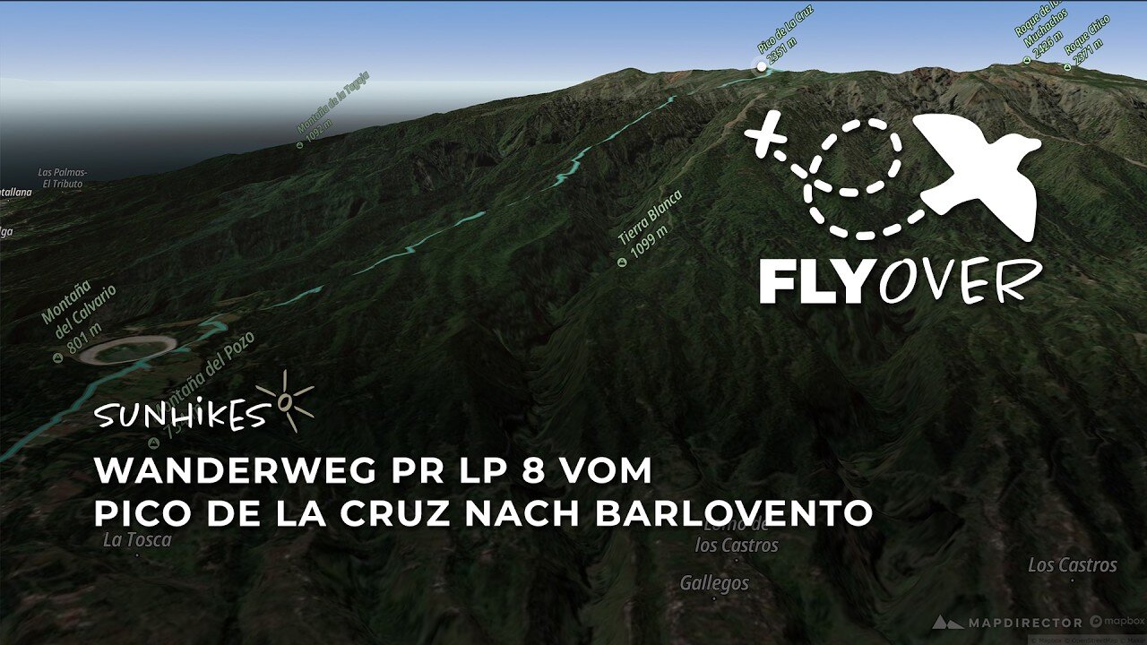 Gigantischer Abstieg im 3D-Flyover: Vom Pico de la Cruz hinab nach Barlovento (PR-LP 8)