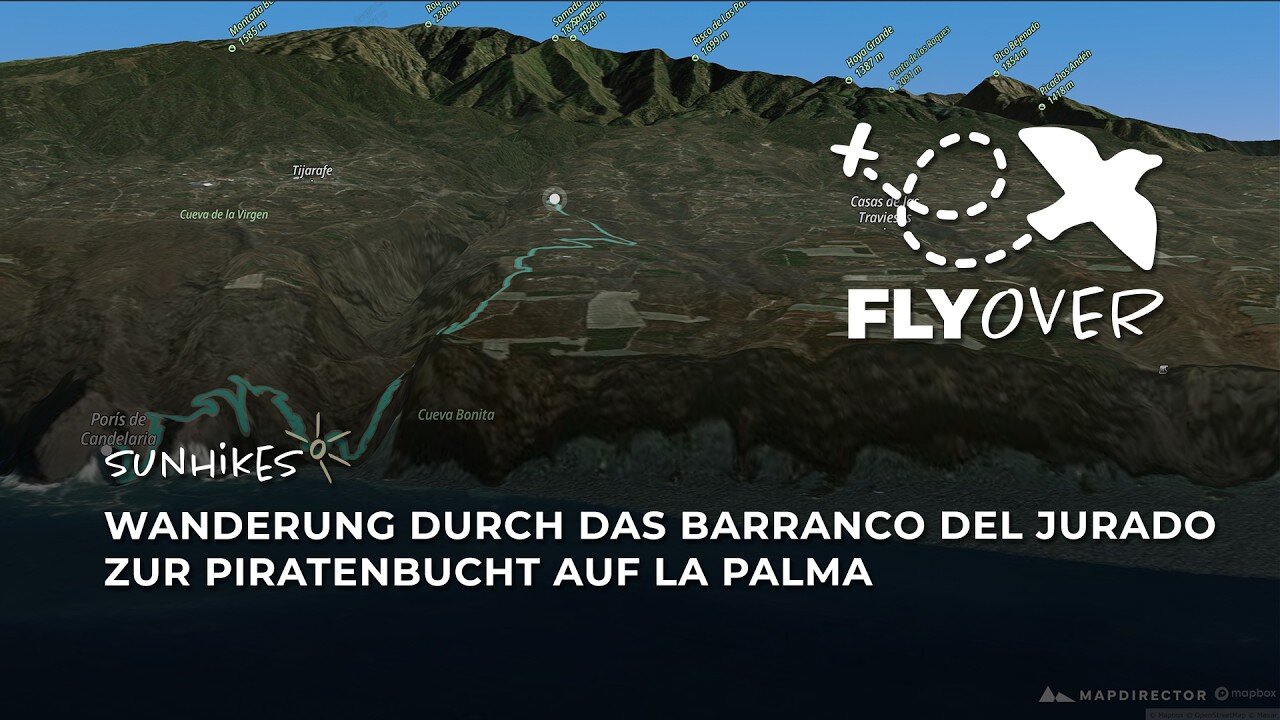 Kurs auf die Piratenbucht La Palmas: Entdecke das Barranco del Jurado im spektakulären 3D-Flyover