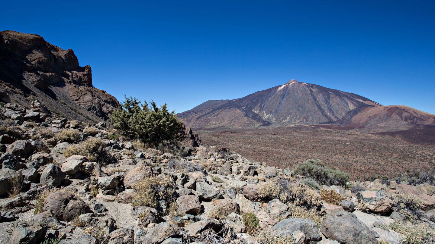 Panorama mit Teide und Montaña Blanca entlang des Wegs