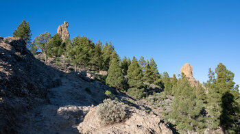 Blick vom Wanderweg auf El Fraile und Roque Nublo