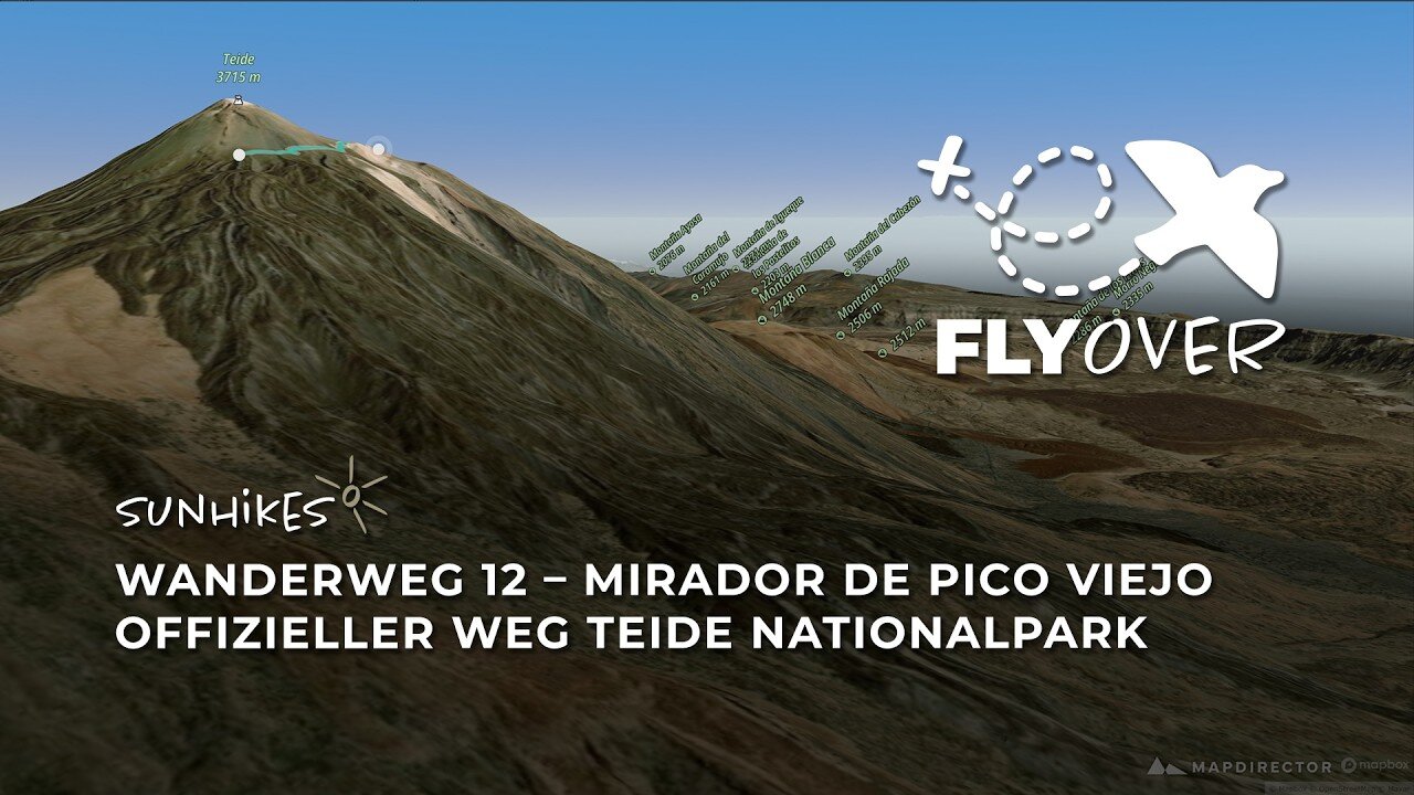 Teide-Aussichtspunkt: Wanderweg 12 zum Pico Viejo Krater im 3D-Flyover! (Über 3.500m)