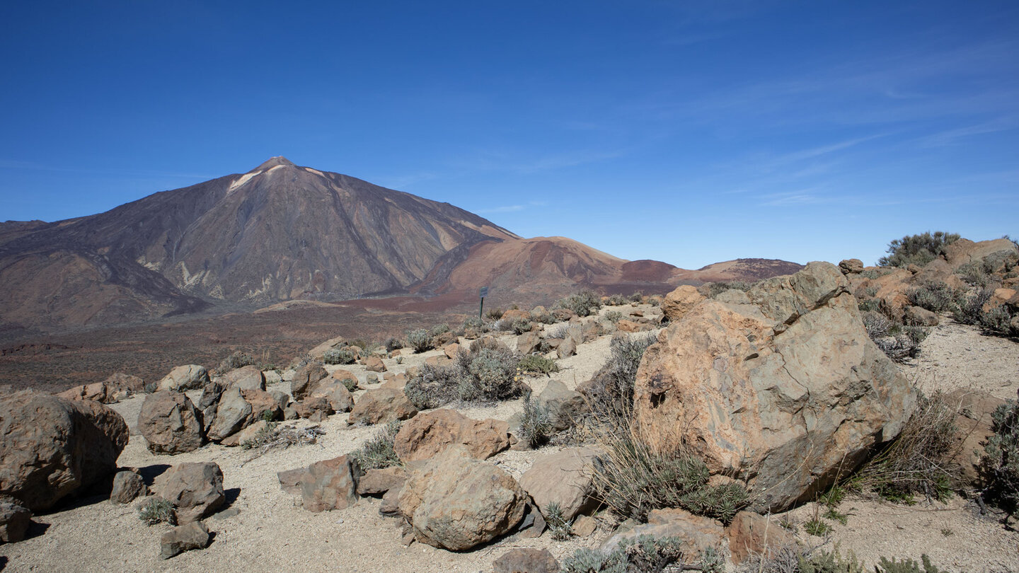 Blick auf den Teide vom Wanderweg an der Degollada de Guajara