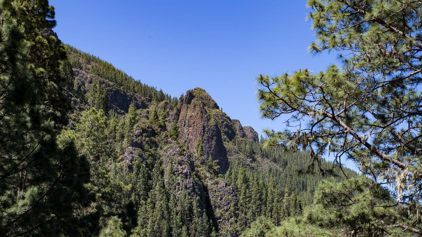 Ausblick auf Felsformationen vom Órganos Höhenwanderweg