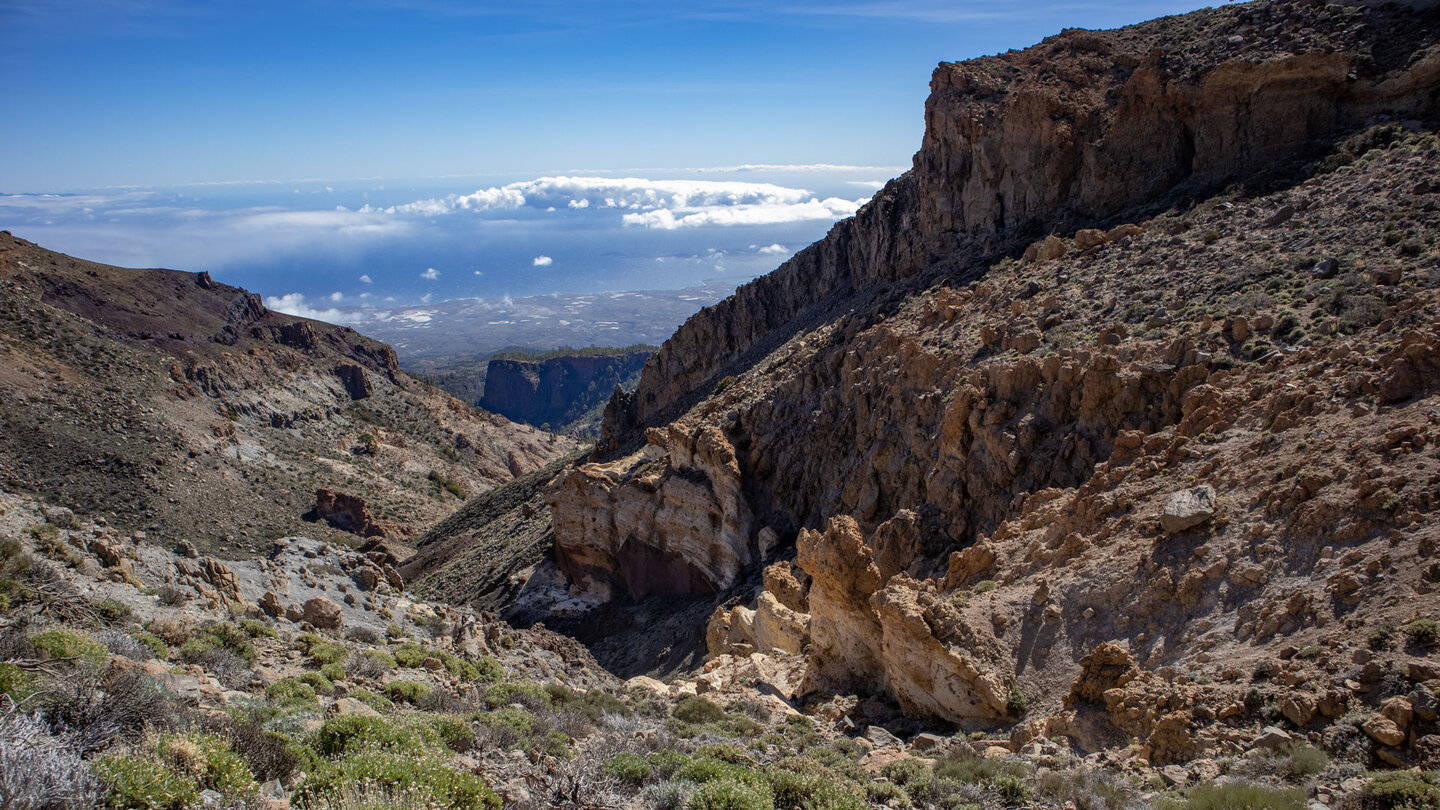 Blick über die Schlucht Barranco del Río zur Küste