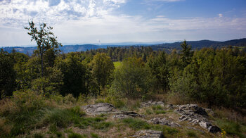 Blick bis zu den Alpen am Aussichtspunkt Bürgle