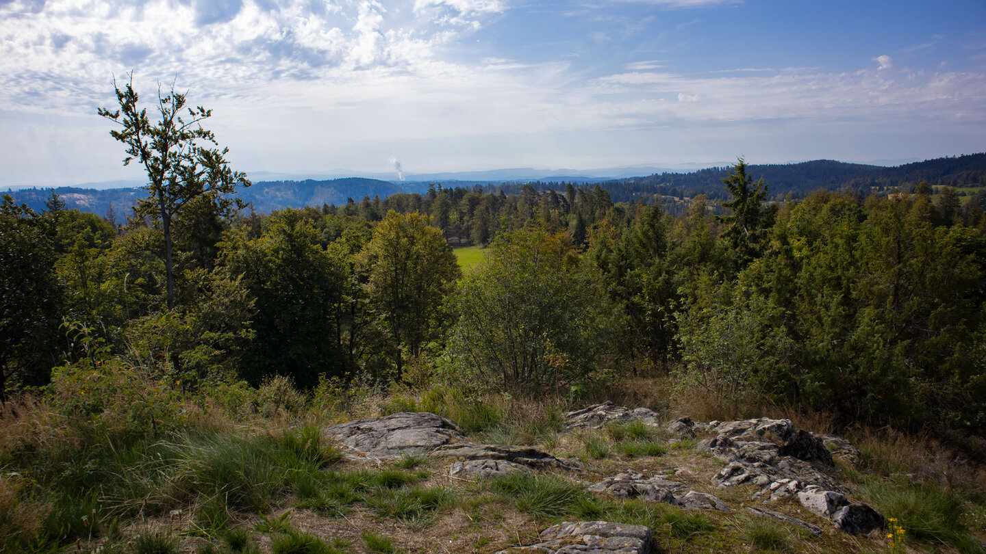 Blick bis zu den Alpen am Aussichtspunkt Bürgle