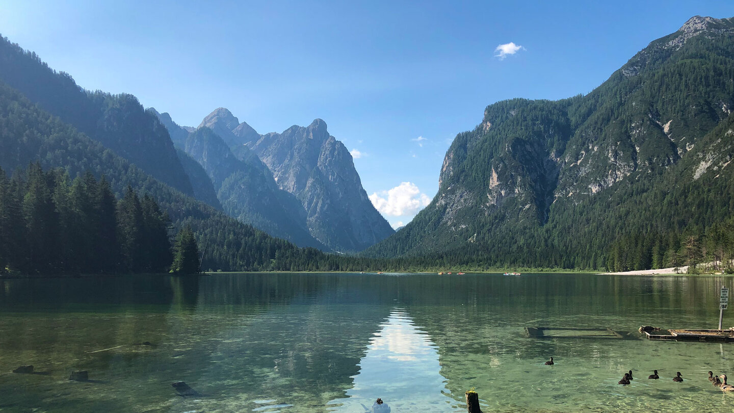 Blick über den Toblacher See zur Nasswand