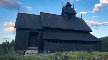 die Stabkirche im idyllischen Dorf Eidsborg in der Provinz Telemark