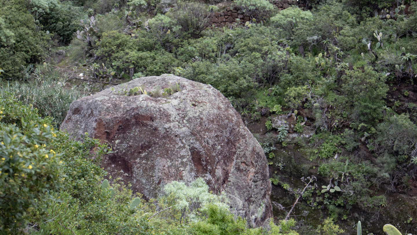 gewaltiger Felsbrocken in der Schlucht