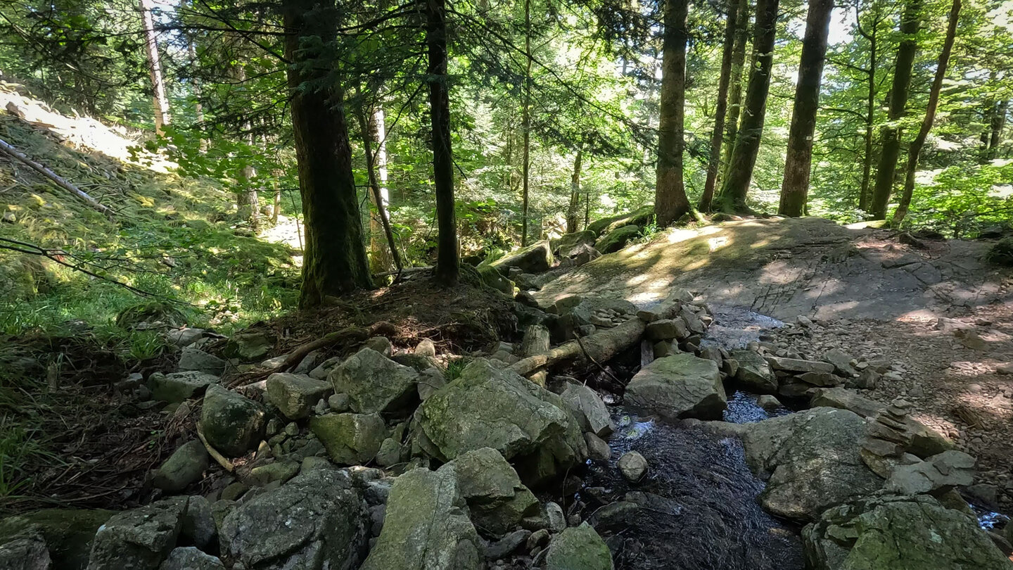 auf den Felsen am Hinterbockloch-Bach lässt sich eine kleine Rast einlegen auf den Felsen am Hinterbockloch-Bach lässt sich eine Rast einlegen